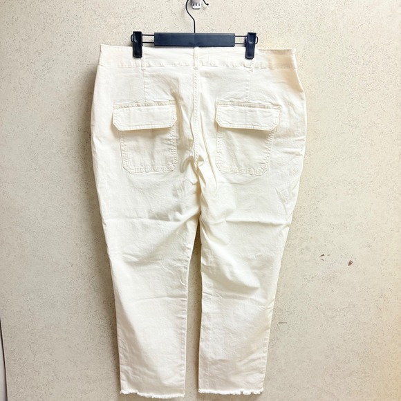 Pilcro Anthropology Sz 33 Womens Off White Frayed Hem Stretch Pockets Pants - Picture 10 of 10